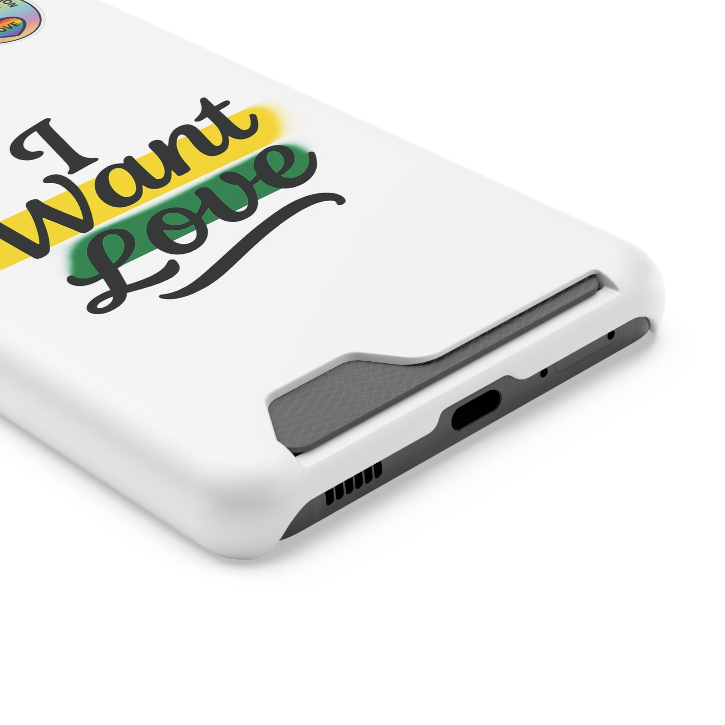 Love-Themed Phone Case with Card Holder | I Want Love, Stylish Gifts, Everyday Accessories, Phone Protection, Gift for Her