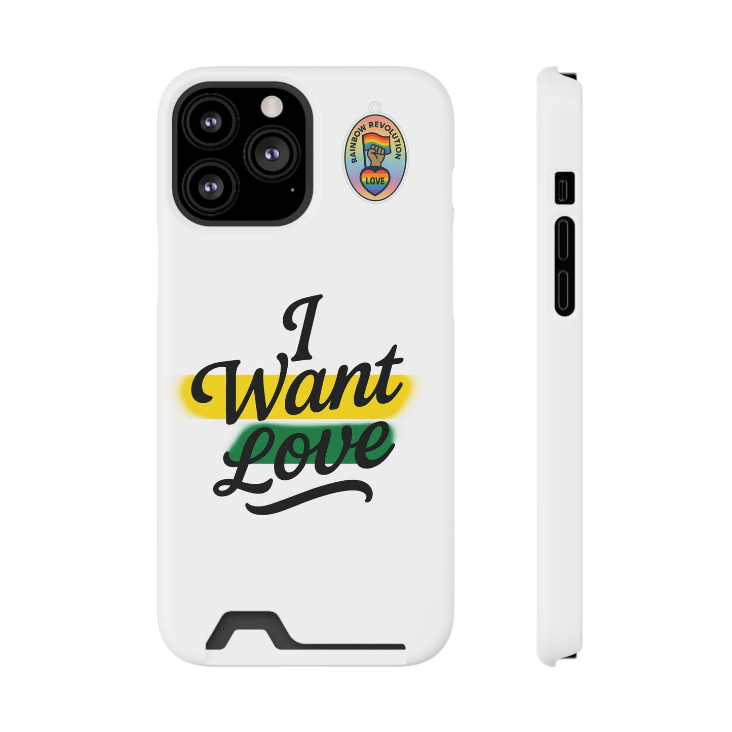 Love-Themed Phone Case with Card Holder | I Want Love, Stylish Gifts, Everyday Accessories, Phone Protection, Gift for Her