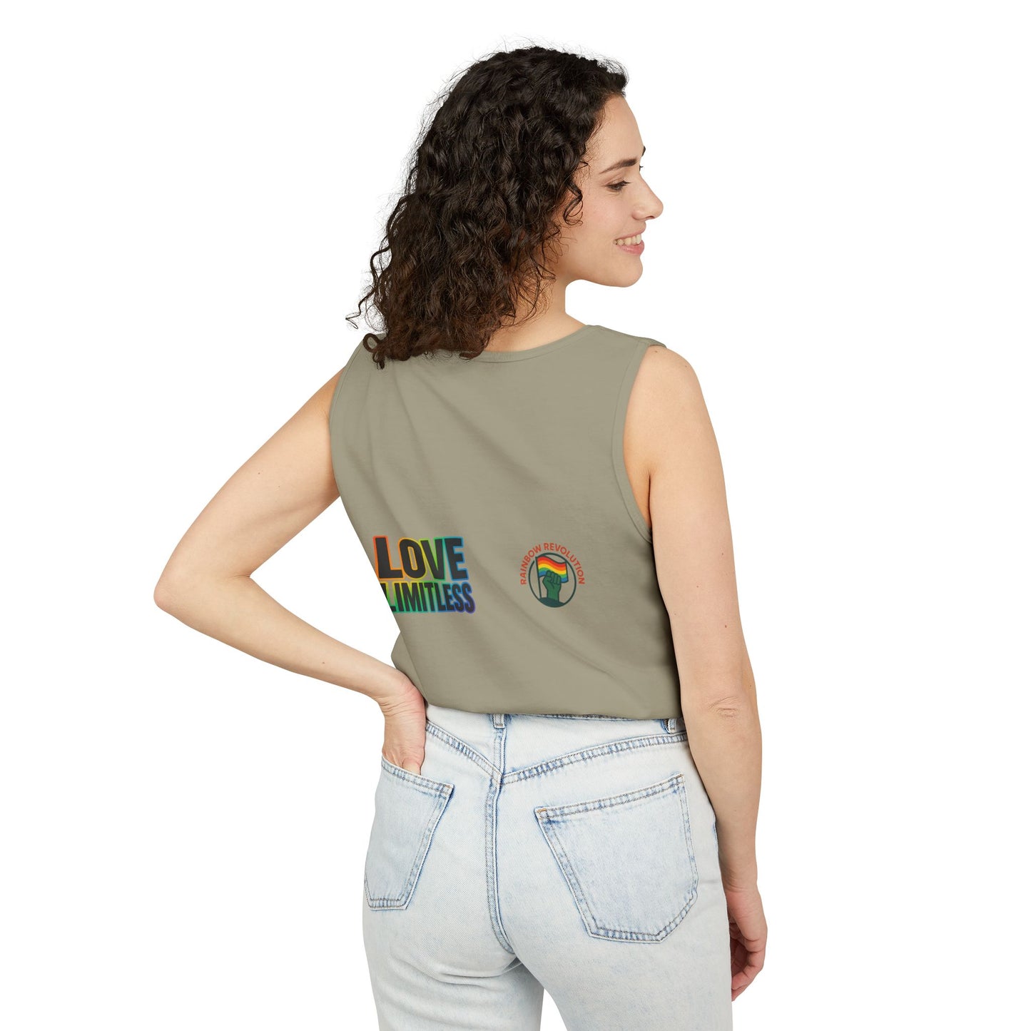 Unisex Inspirational Tank Top, Love Limitless Sleeveless Shirt, Perfect for Summer, Pride Events, Relaxed Fit Gym Wear, Gift for Friends