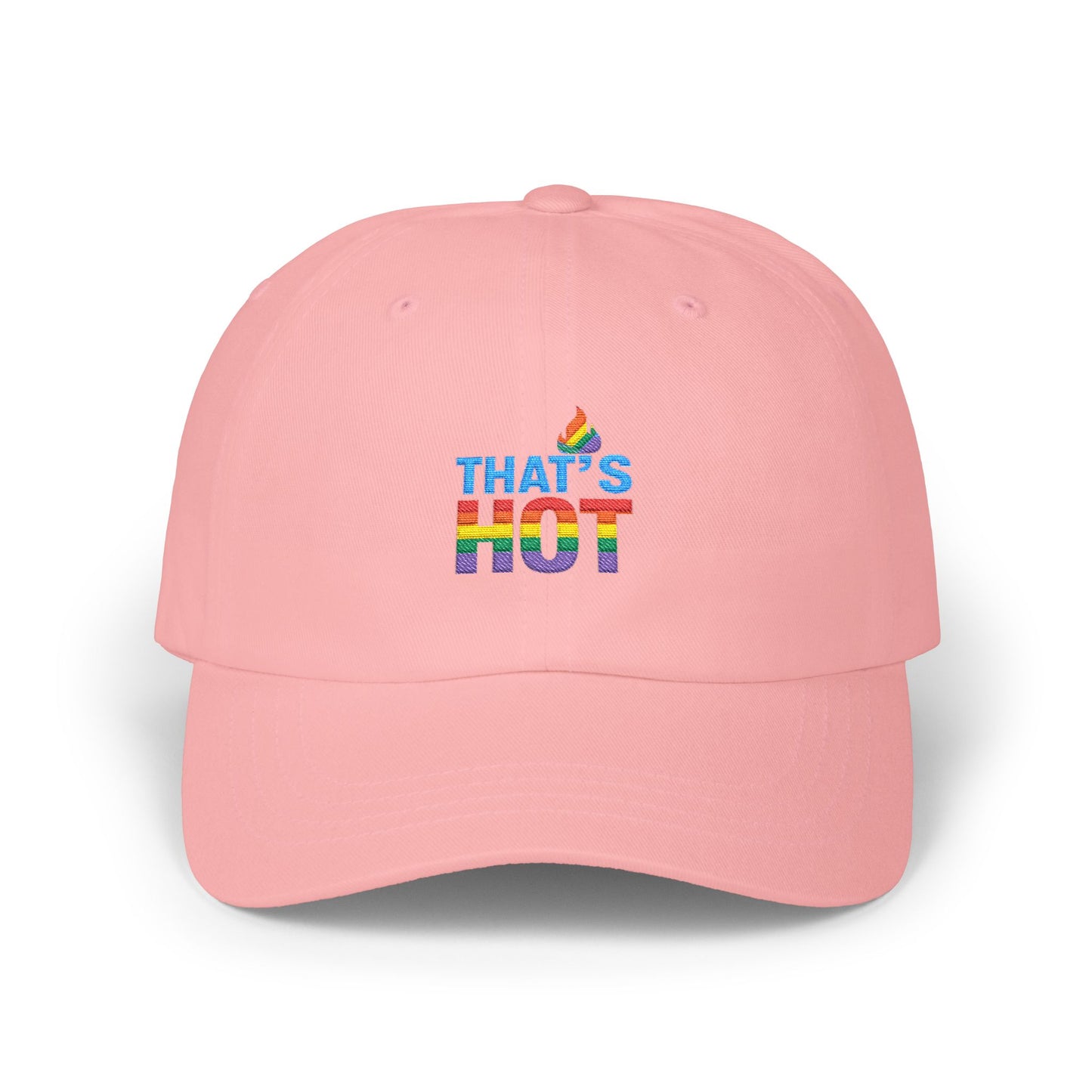 Stylish Dad Cap with Rainbow 'That's Hot' Design, LGBTQ+ Pride Hat, Casual Everyday Accessory, Gift for Father's Day, Summer Fashion