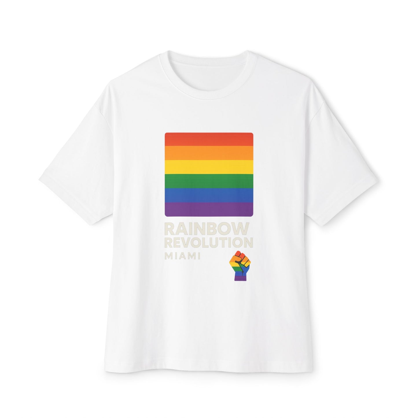 Rainbow Revolution Oversized Tee, Unisex Boxy Shirt, LGBTQ+ Pride Apparel, Statement Tee, Casual Wear, Gift for Allies