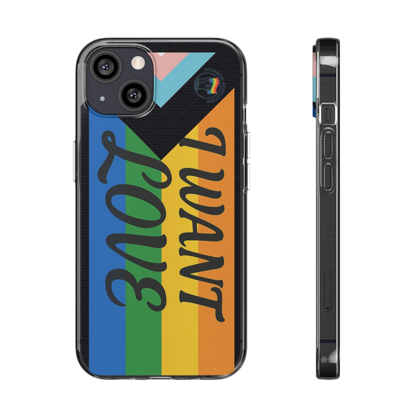 Pride Love Phone Case, Clear Silicone Case, LGBTQ+ Phone Accessory, Colorful Phone Cover, Rainbow Pride Gift
