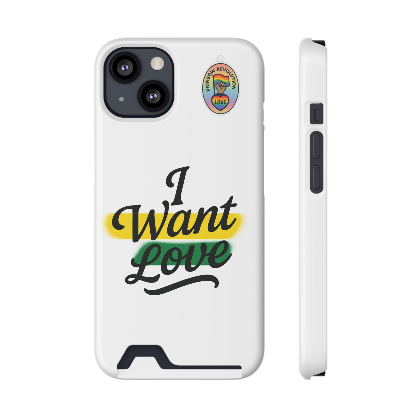 Love-Themed Phone Case with Card Holder | I Want Love, Stylish Gifts, Everyday Accessories, Phone Protection, Gift for Her