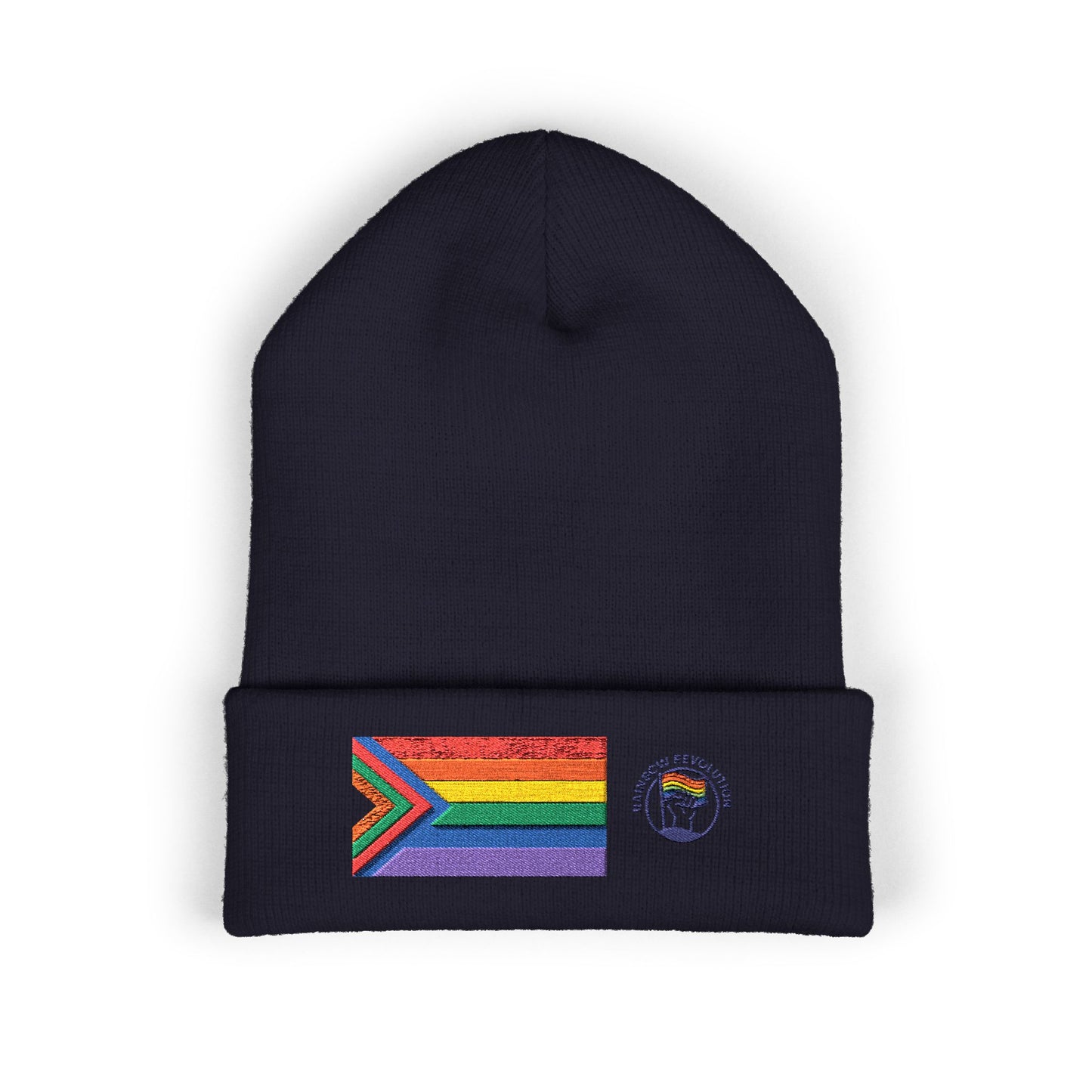 Pride Flag Cuffed Beanie - Cozy Winter Wear, LGBTQ+ Accessories, Casual Streetwear, Embroidery Hat, Holiday Gift