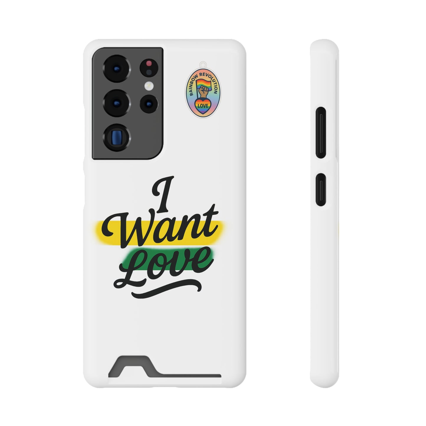 Love-Themed Phone Case with Card Holder | I Want Love, Stylish Gifts, Everyday Accessories, Phone Protection, Gift for Her