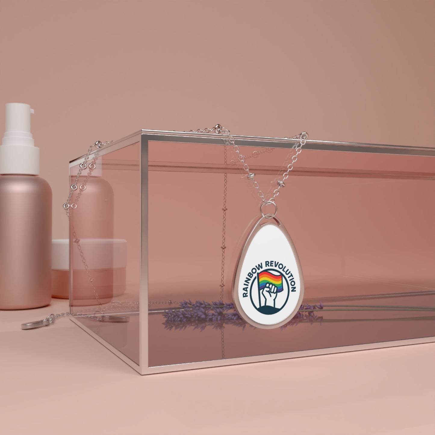Rainbow Revolution Oval Necklace - Feminist Jewelry, Teardrop Pendant, LGBTQ+ Gift, Empowerment Accessory, Handmade Necklace