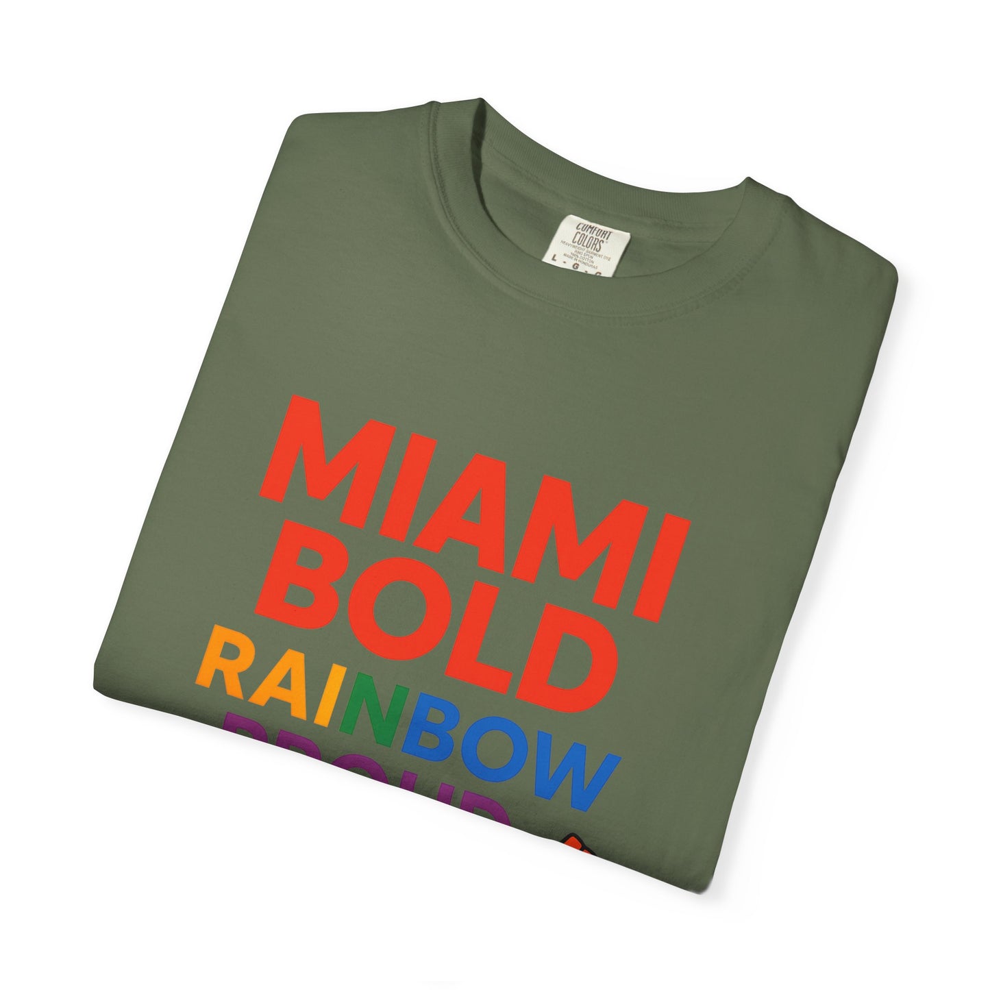 Proud LGBTQ+ Celebration T-Shirt, Miami Bold Rainbow Graphic Tee, Pride Gift, Equality Shirt, Unisex Casual Wear, Summer Apparel