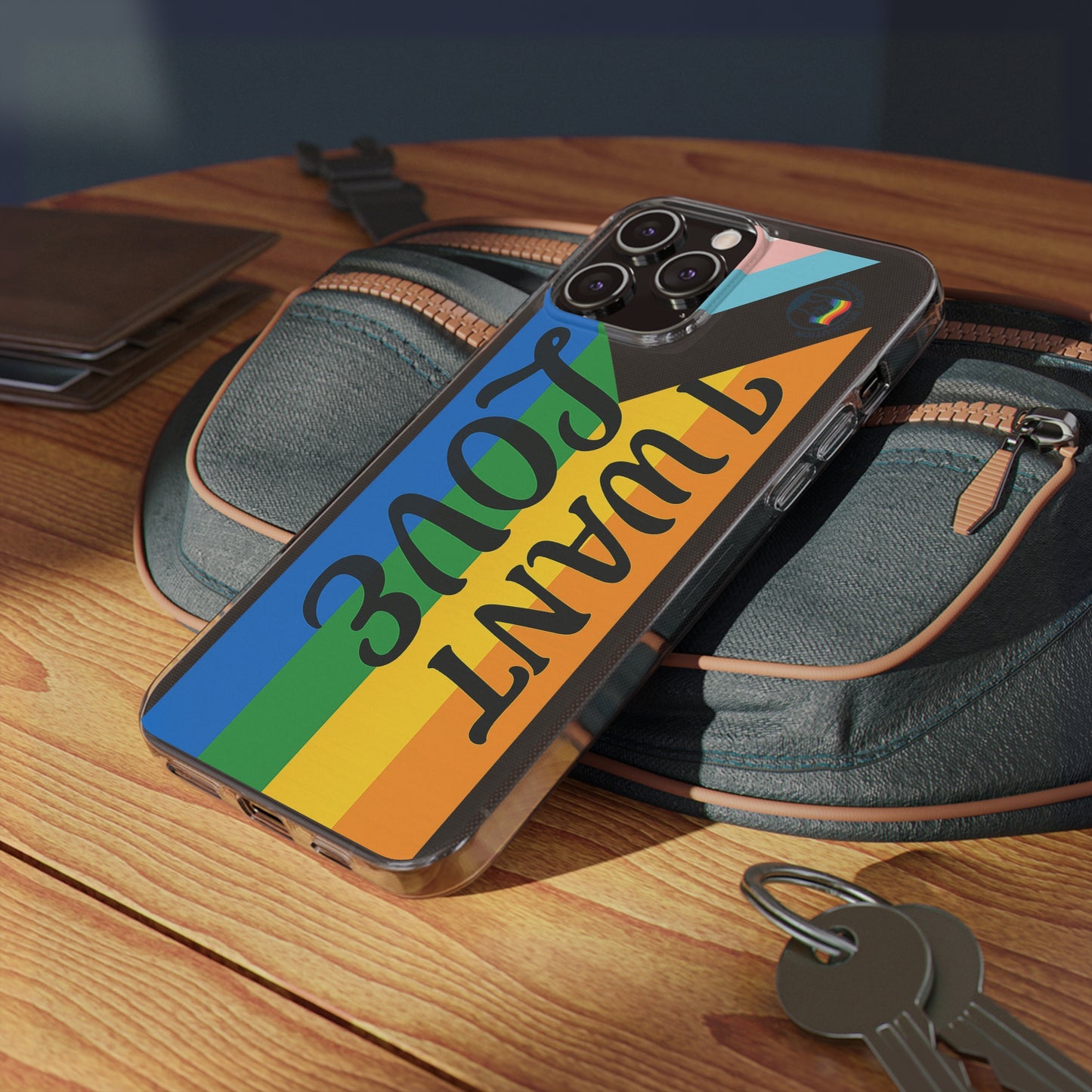 Pride Love Phone Case, Clear Silicone Case, LGBTQ+ Phone Accessory, Colorful Phone Cover, Rainbow Pride Gift