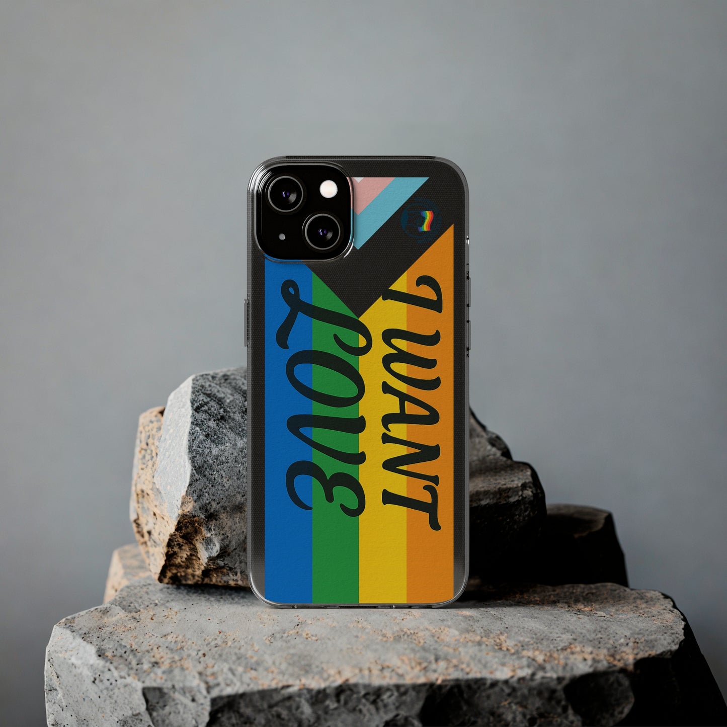 Pride Love Phone Case, Clear Silicone Case, LGBTQ+ Phone Accessory, Colorful Phone Cover, Rainbow Pride Gift