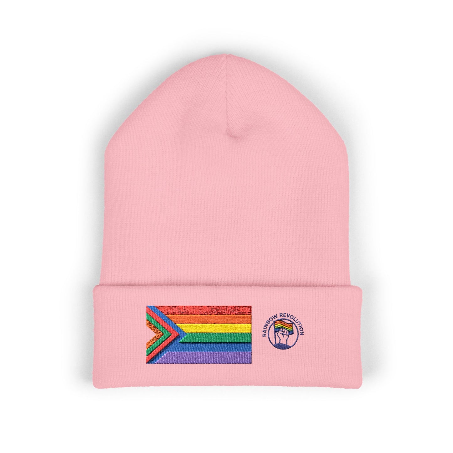 Pride Flag Cuffed Beanie - Cozy Winter Wear, LGBTQ+ Accessories, Casual Streetwear, Embroidery Hat, Holiday Gift