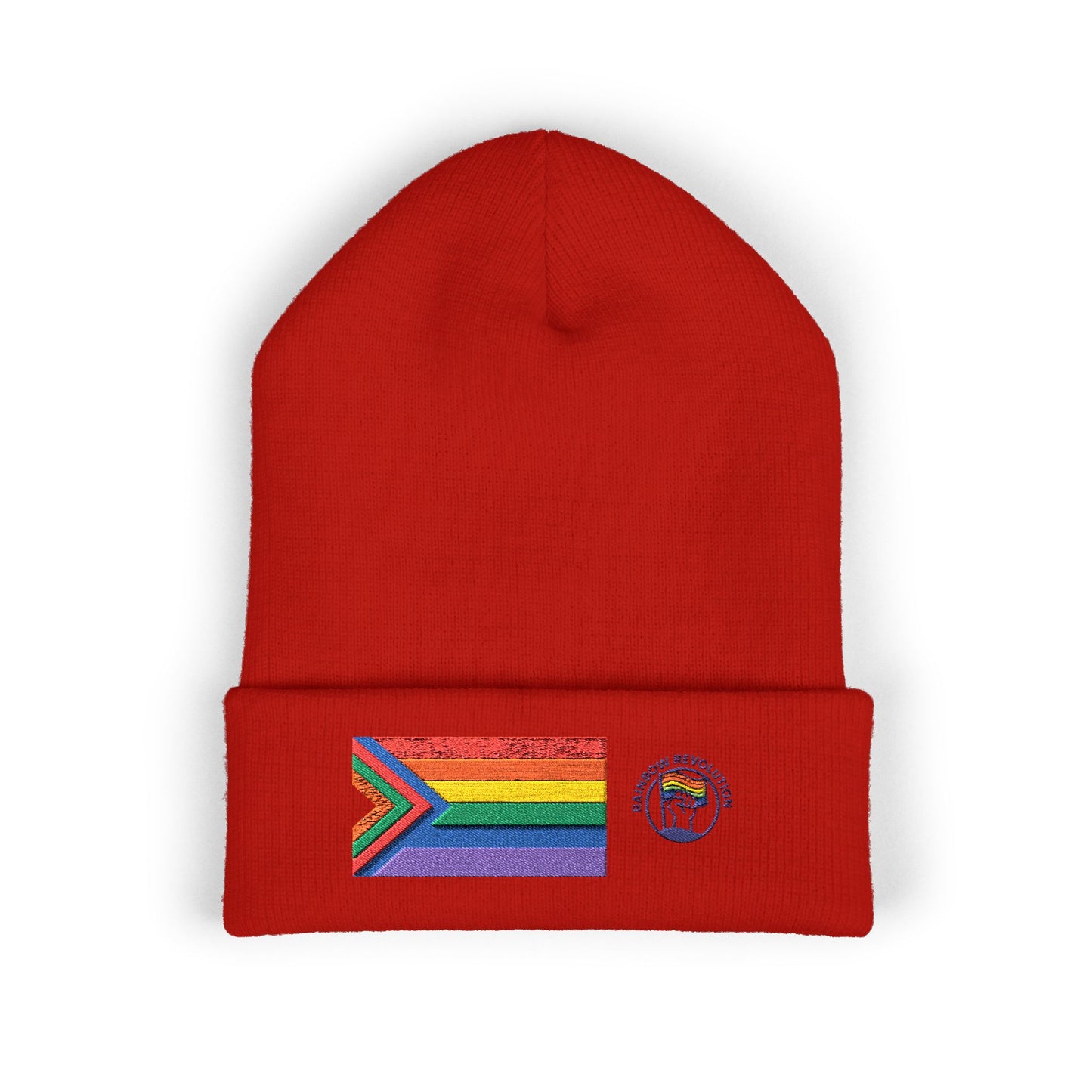Pride Flag Cuffed Beanie - Cozy Winter Wear, LGBTQ+ Accessories, Casual Streetwear, Embroidery Hat, Holiday Gift