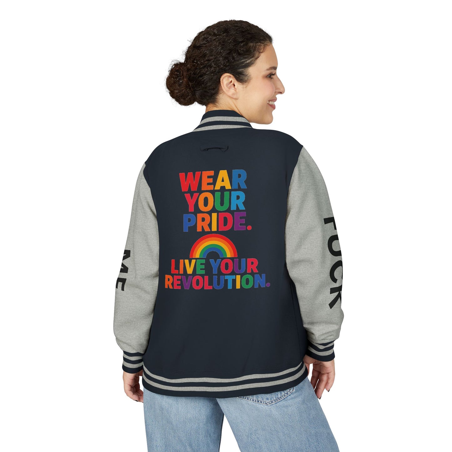 Pride Letterman Jacket - Statement Outerwear for Bold Expression, Sports Jacket, Unisex Fashion, LGBTQ+ Apparel, Gift for Her/Him