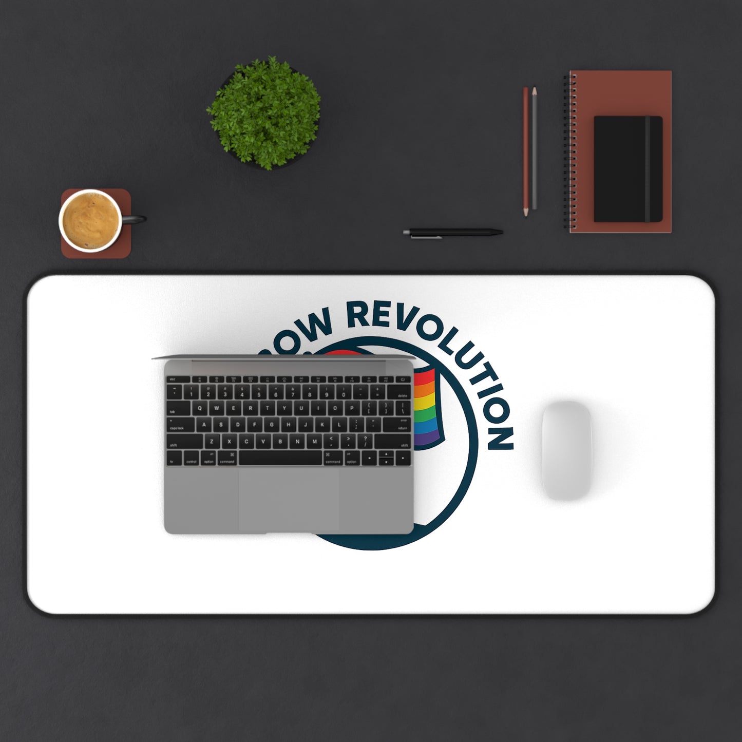 Pride Desk Mat - Rainbow Revolution, LGBTQ+ Office Decor, Gifts for Activists, Mouse Pad for Home Office, Pride Month Accessories